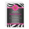 Black and Pink, Zebra, Girl Baby Shower Invitation