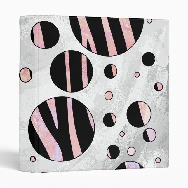 Black and Pink Zebra Polka Dots Binder (Front/Spine)