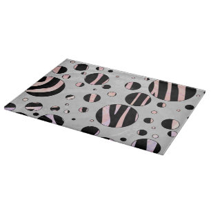 Black and Pink Zebra Polka Dots Cutting Board