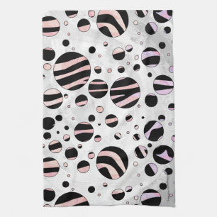 Black and Pink Zebra Polka Dots Kitchen Towel