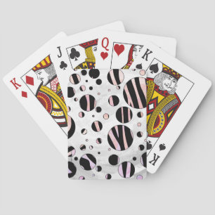 Black and Pink Zebra Polka Dots Playing Cards