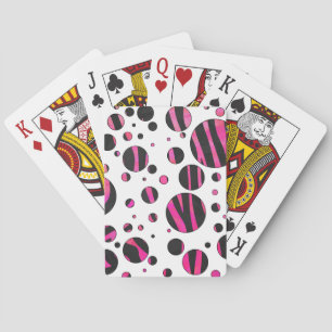 Black and Pink Zebra Polka Dots Playing Cards