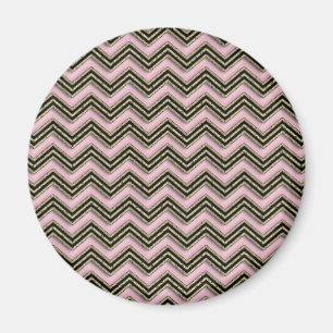 Black and Pink Zigzag Pattern Magnet