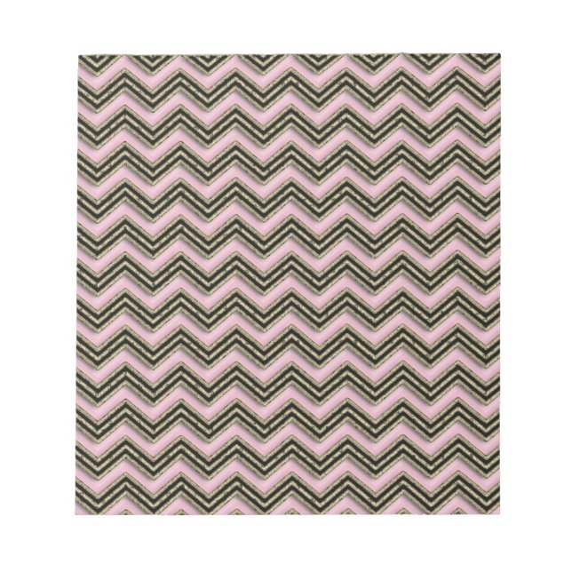 Black and Pink Zigzag Pattern Notepad (Front)