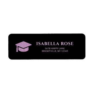 Black and PinkGrad Graduation Mail Return Address 