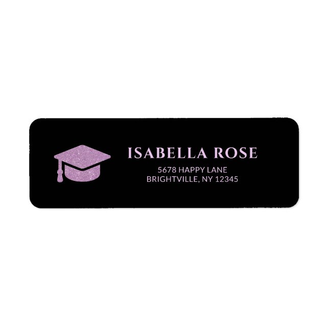 Black and PinkGrad Graduation Mail Return Address  (Front)