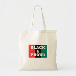 Black and Proud on a Red, Black, and Green Colours Tote Bag