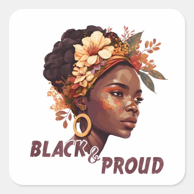 Black and Proud  Square Sticker (Front)