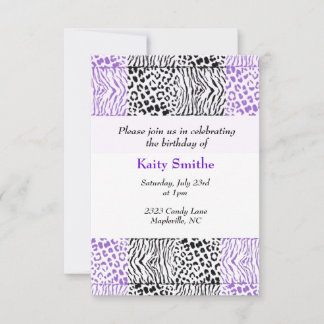 Black and Purple Animal Pattern Invitation