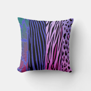 Black And purple Animal Printed Pillow