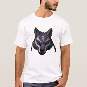 Black and Purple Anime Wolf Mask T-Shirt