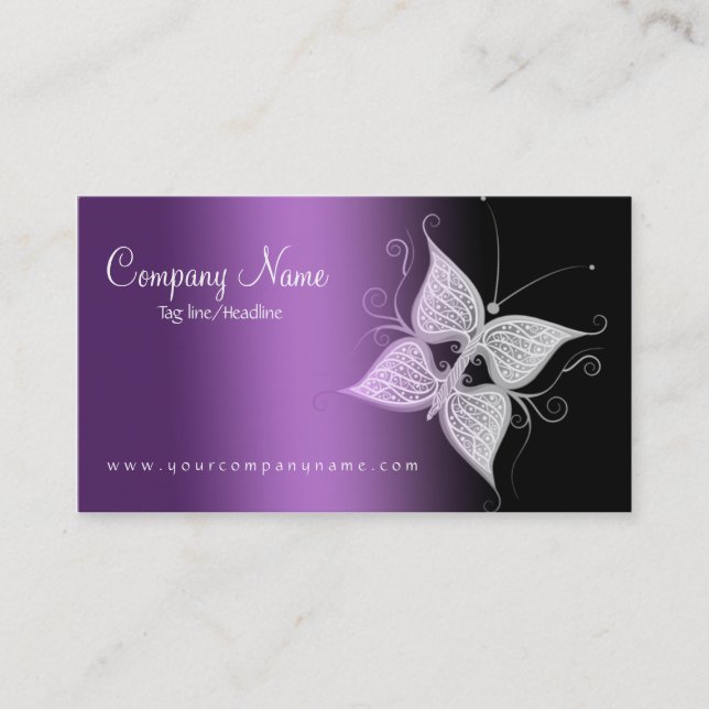black and purple butterfly business cards (Front)