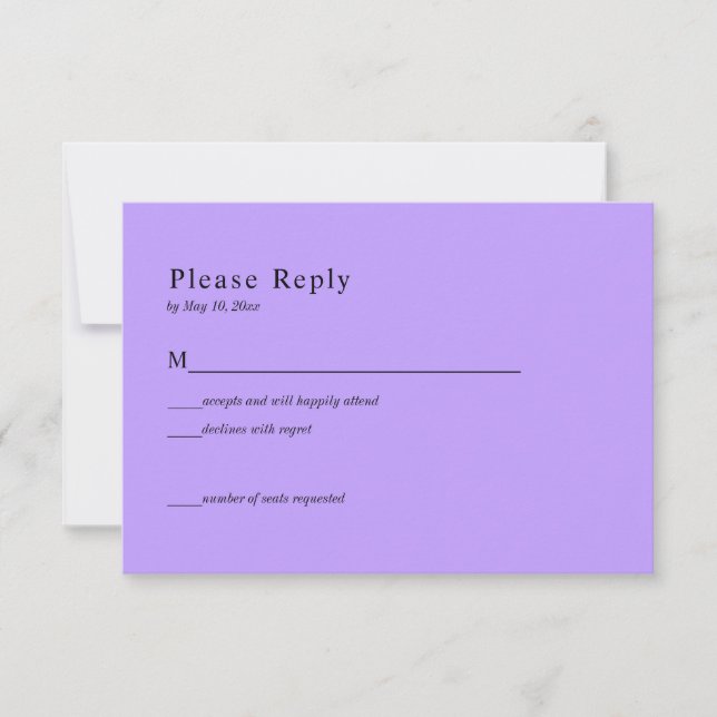 Black and Purple Celestial Wedding RSVP Card (Front)