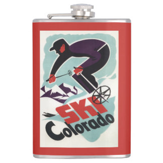 Black and Purple Clothed Skier Hip Flask