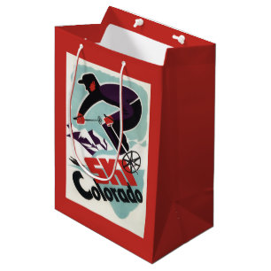Black and Purple Clothed Skier Medium Gift Bag