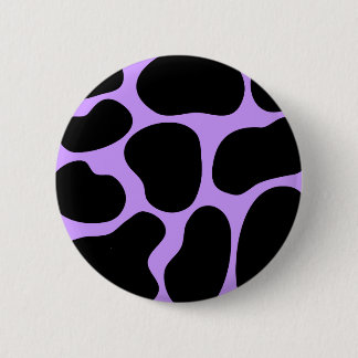 Black and Purple Cow Print Pattern. 2 Inch Round Button