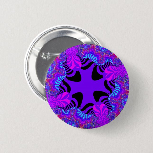 Black and Purple Cross 2 Inch Round Button (Front & Back)