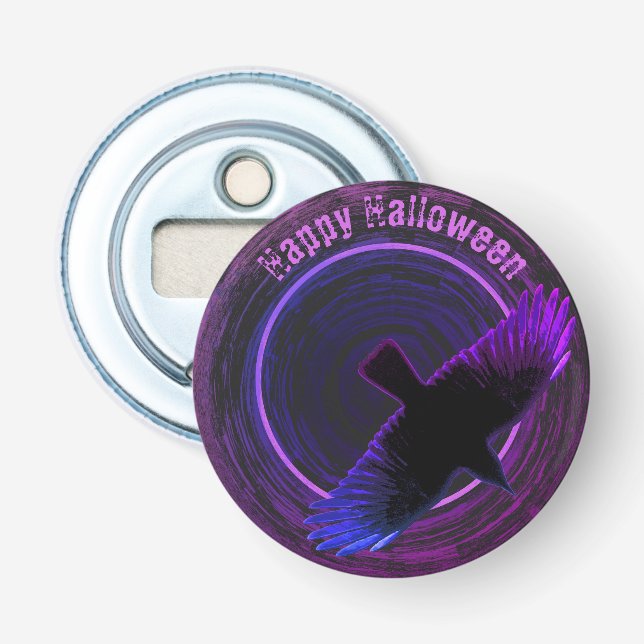Black and Purple Crow Bottle Opener (Front)