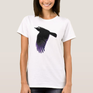 Black and Purple Crow Flying T-Shirt