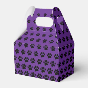 Black and Purple Dog Paw Print Pattern Custom  Favor Box