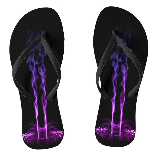 Black and Purple Dragon Smoke Flip Flops (Footbed)