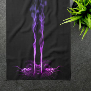 Black and Purple Dragon Smoke Kitchen Towel