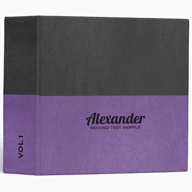 Black and purple fay leather split-screen design. binder (Front/Spine)