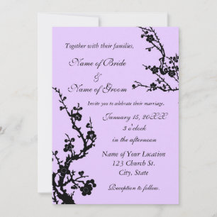 Black and Purple Floral Wedding Invitation Cards