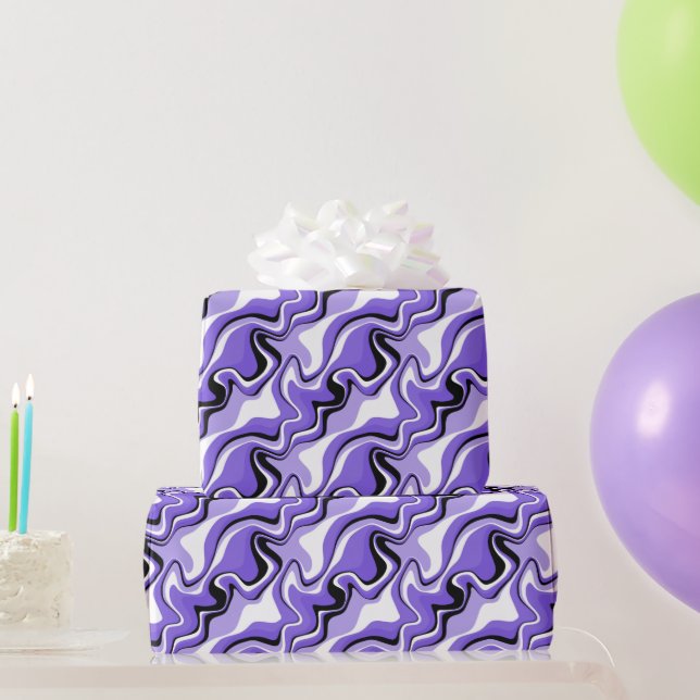 Black and Purple Fluid Abstract Wrapping Paper (Party Gifts)