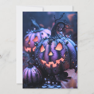 Black and Purple Glitter Halloween Greeting Card