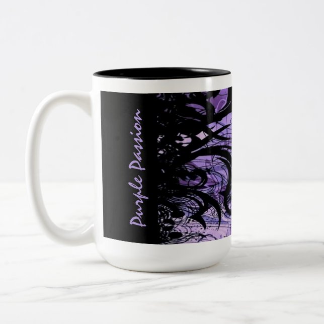 Black and Purple Goth Pattern Coffee Mug (Left)