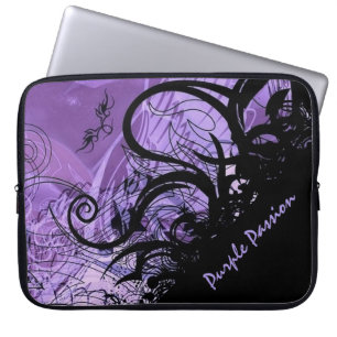 Black and Purple Goth Pattern Laptop Sleeve