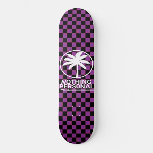 Black and Purple Gradient Chequered Skateboard (Front)
