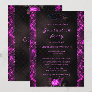 Black and Purple Graduation Invitation Template