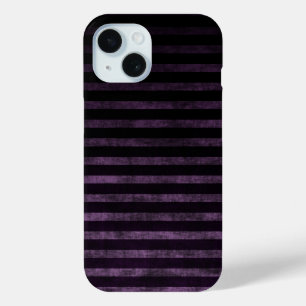 Black and Purple Grunge Ombre Stripes iPhone 15 Case