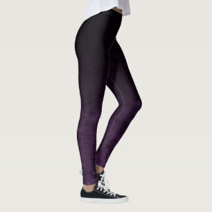 Black and Purple Grunge Ombre Texture Leggings