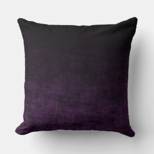 Black and Purple Grunge Ombre Texture Throw Pillow