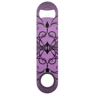 Black and purple hearts and swirls bar key
