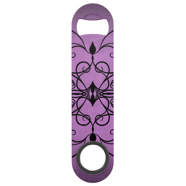 Black and purple hearts and swirls bar key (Front)