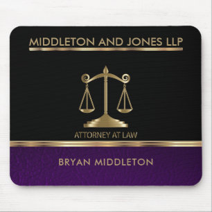 Black and Purple Leather Law Firm Designs Mouse Pad