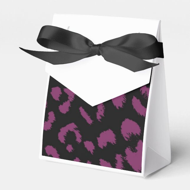 Black and Purple Leopard Pattern Favor Box (Front Side)