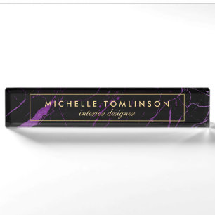 Black and Purple Marble Designer Nameplate