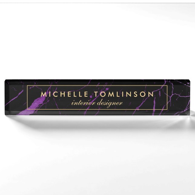 Black and Purple Marble Designer Nameplate (Front)