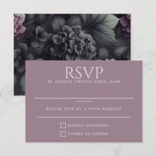 Black and Purple Moody Floral RSVP Card
