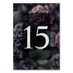 Black and Purple Moody Floral Table Number