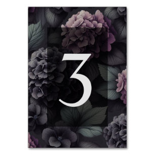 Black and Purple Moody Floral Table Number