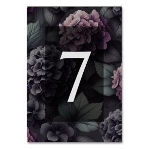 Black and Purple Moody Floral Table Number
