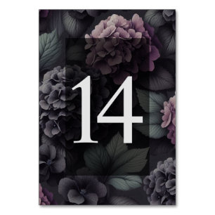 Black and Purple Moody Floral Table Number