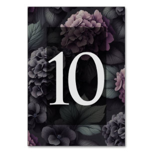Black and Purple Moody Floral Table Number