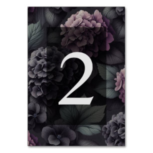 Black and Purple Moody Floral Table Number